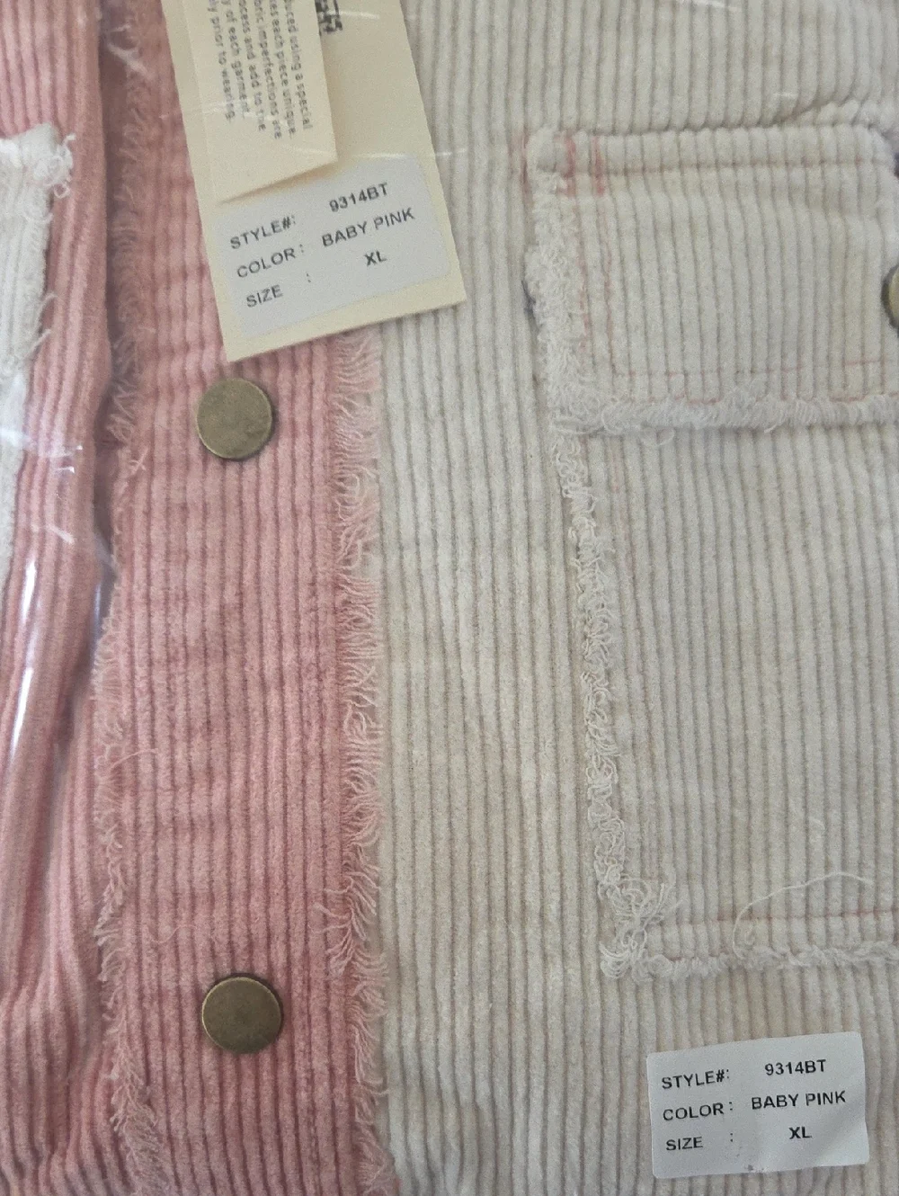 Patchwork Button Down Shirt - Pink and Cream - Picture 2 of 3